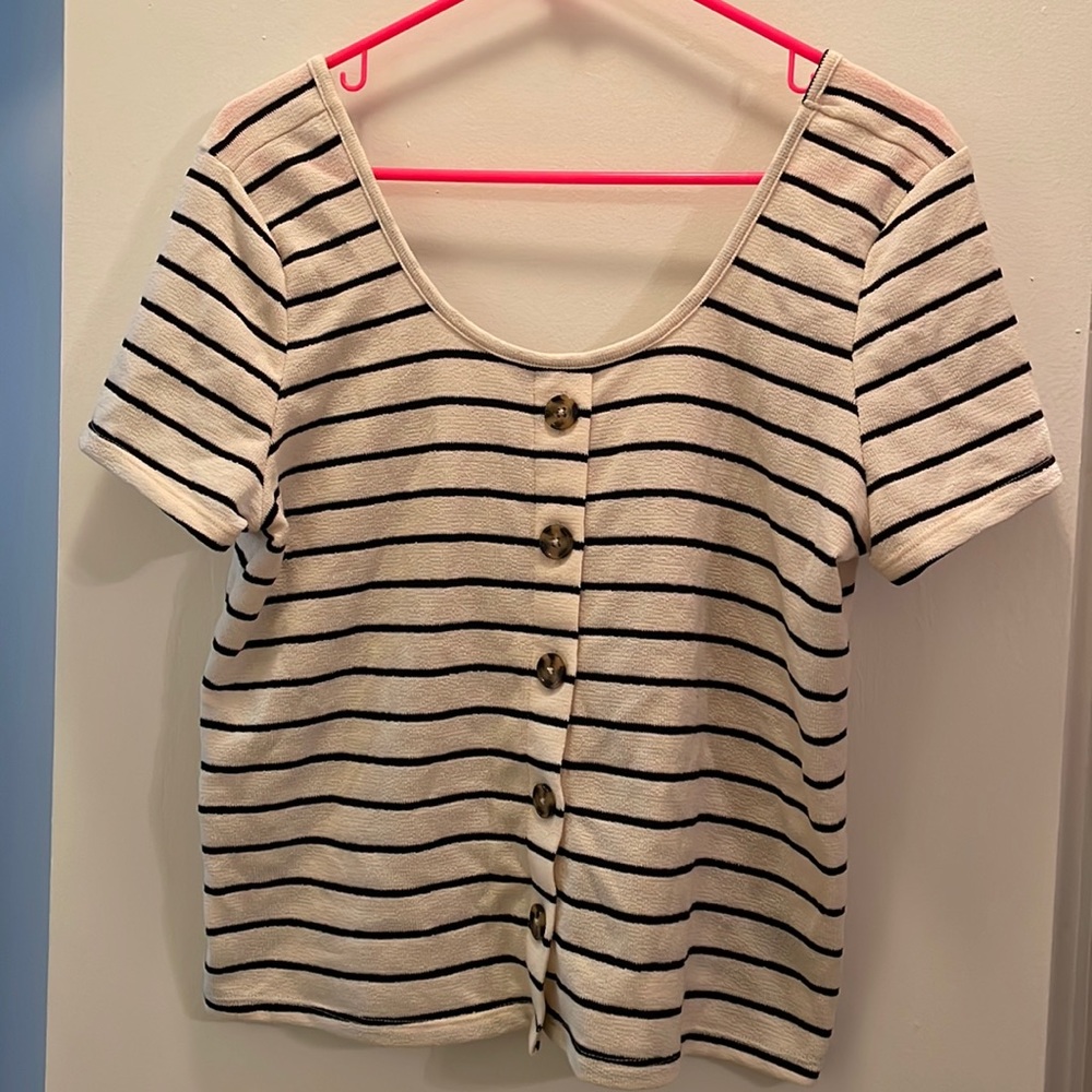Torrid Striped Button Tee